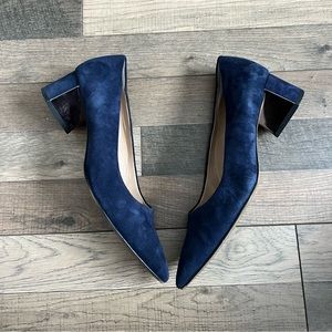 Franco Sarto Navy Blue Suede Heels